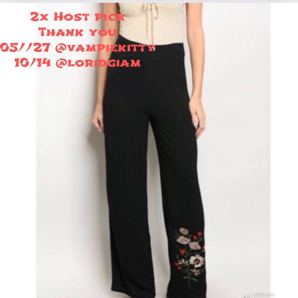 🔴2/$25 SALE NWT 10/14 HP classic Woman wide leg embroidered pant - Picture 1 of 9